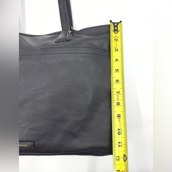 Fossil Julia Tote Black Leather Large Shoulder Bag Carryall Purse Pebbled - Picture 15 of 16